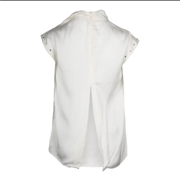 Sandro Paris White Courbe Studded Blouse Medium - Picture 2 of 13